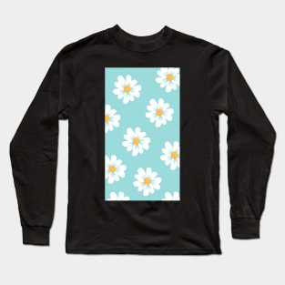 Mint Green Daisy Design Long Sleeve T-Shirt